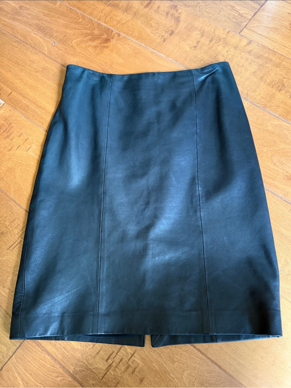 Talbots Black Real Leather Pencil Skirt